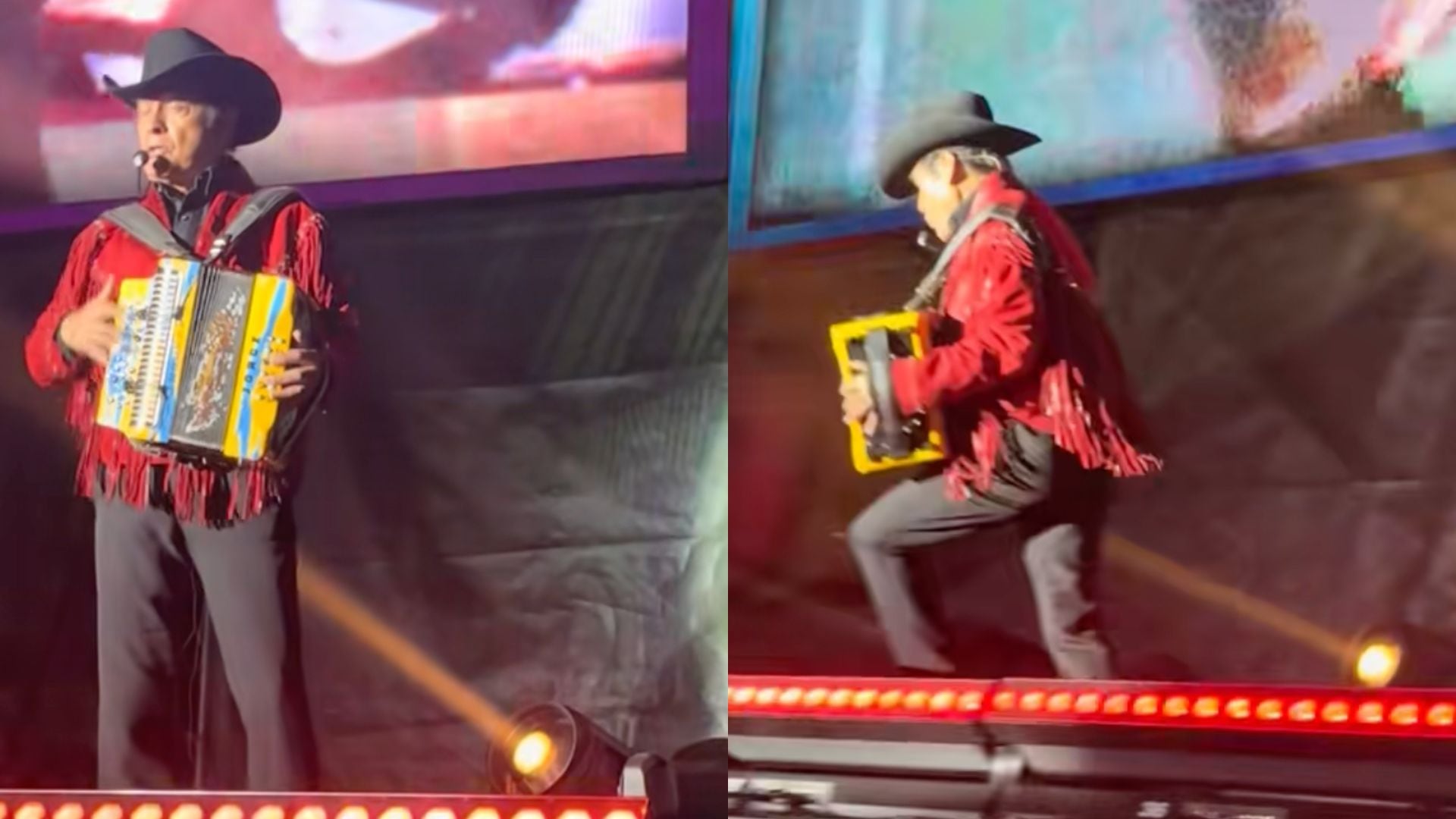 VIDEO Captan la caída de Jorge Hernández de Los Tigres del Norte en pleno concierto