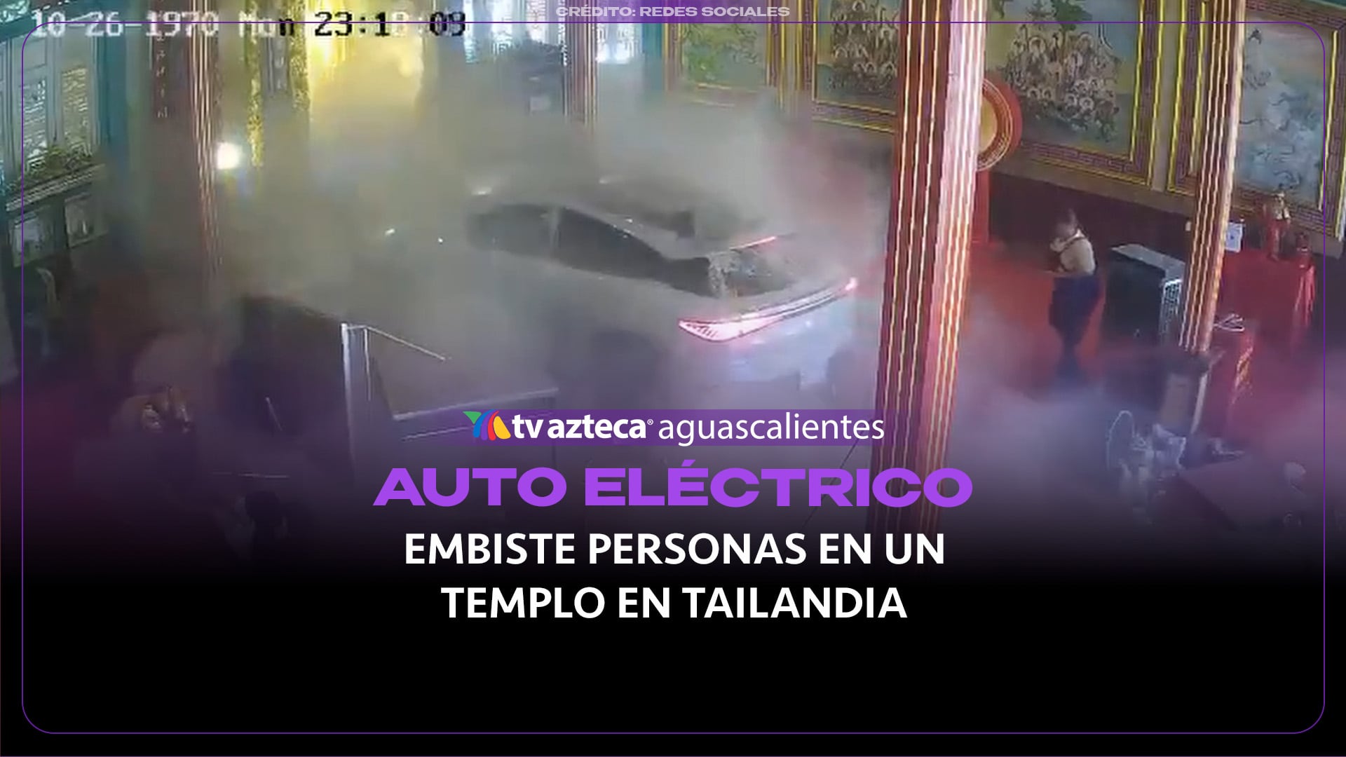 Auto eléctrico choca en santuario de Bangkok y deja tres heridos