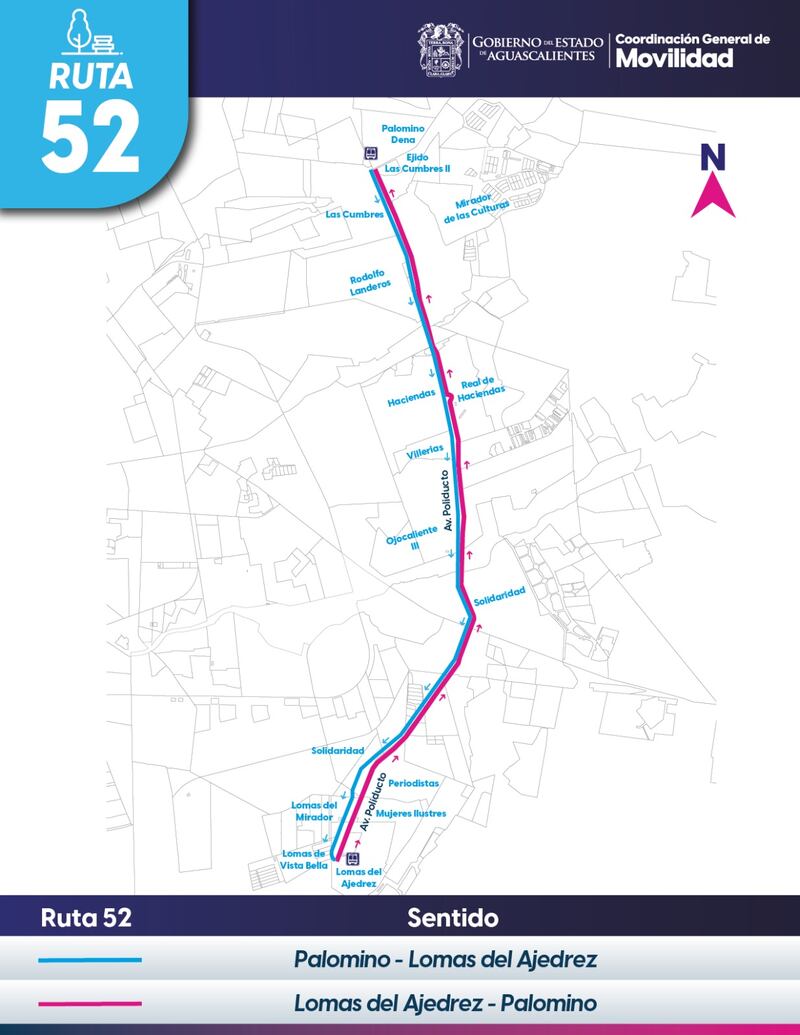 Ruta 52 Aguascalientes recorrido