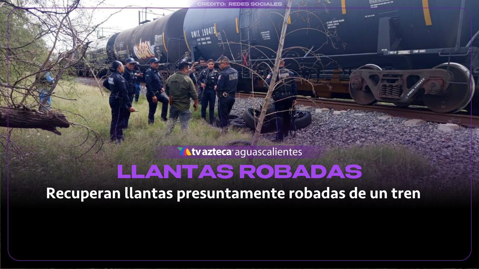 Recuperan llantas presuntamente robadas de un tren en Cosío, Aguascalientes