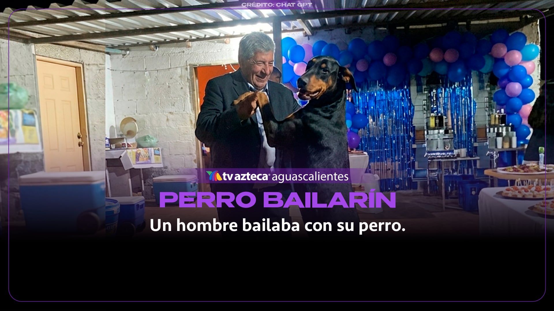 ¡Leal hasta en la pista! Hombre baila con su perro en fiesta familiar