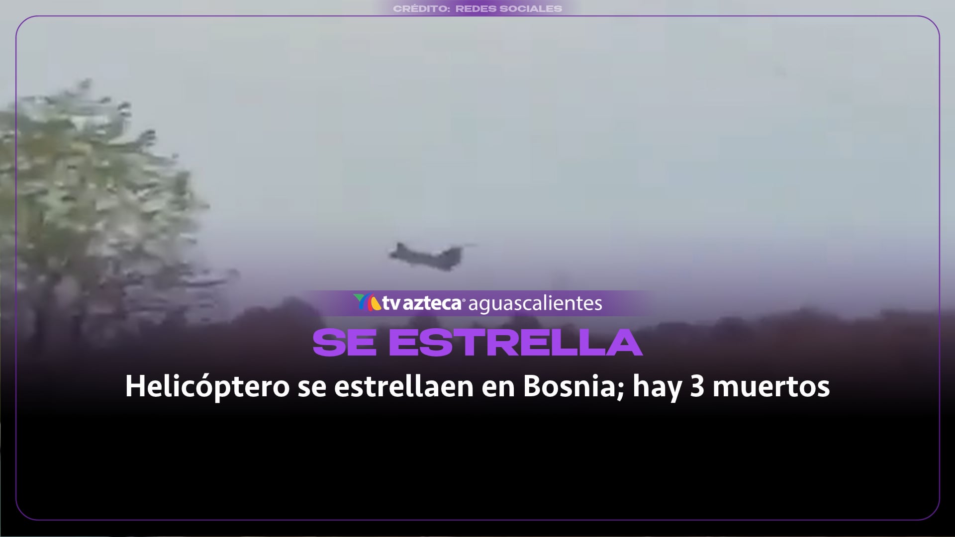 VIDEO: Helicóptero militar italiano se estrella en Bosnia durante misión de paz de la Unión Europea