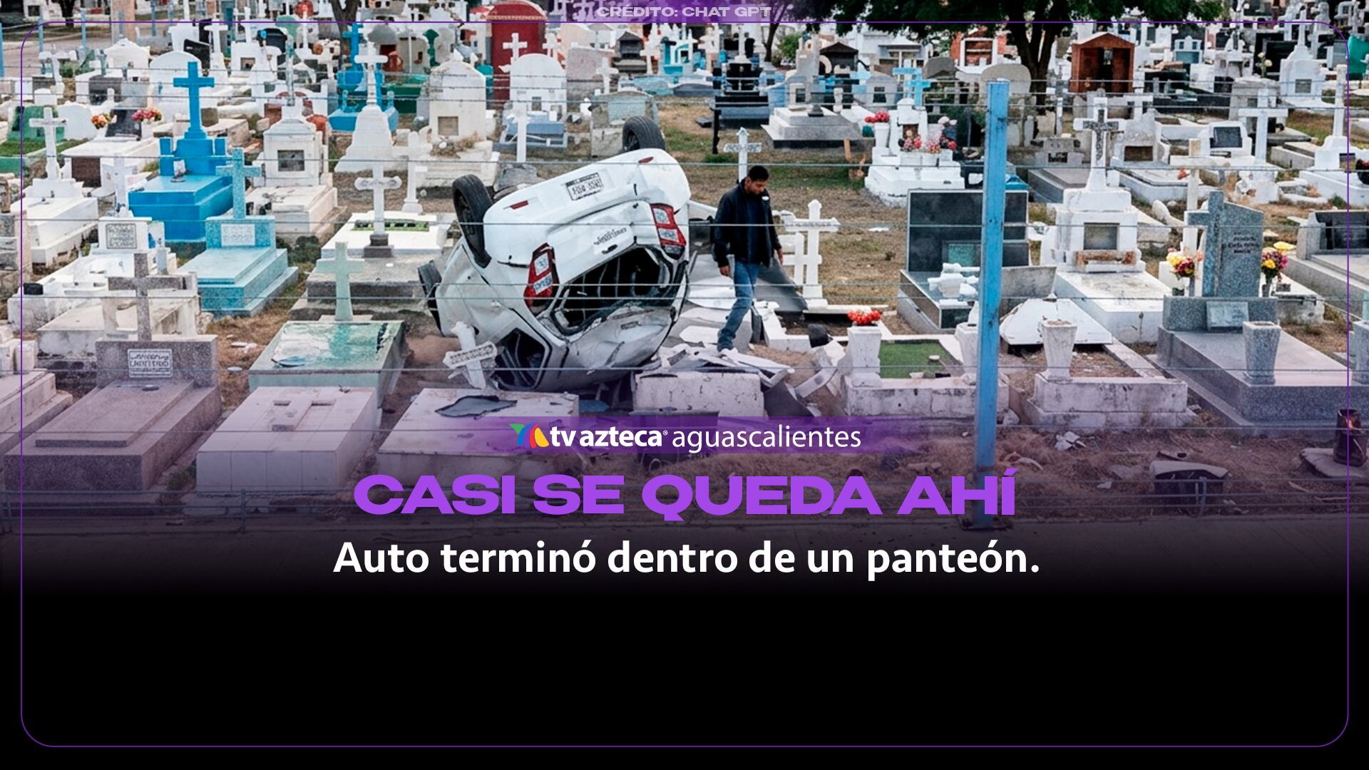 ¡Estacionamento eterno! Auto termina volcado dentro de un panteón en Tampico