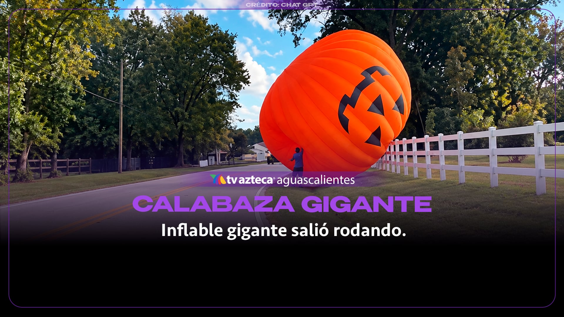 Viento arrastra enorme calabaza inflable por calles de EE. UU. (VIDEO)