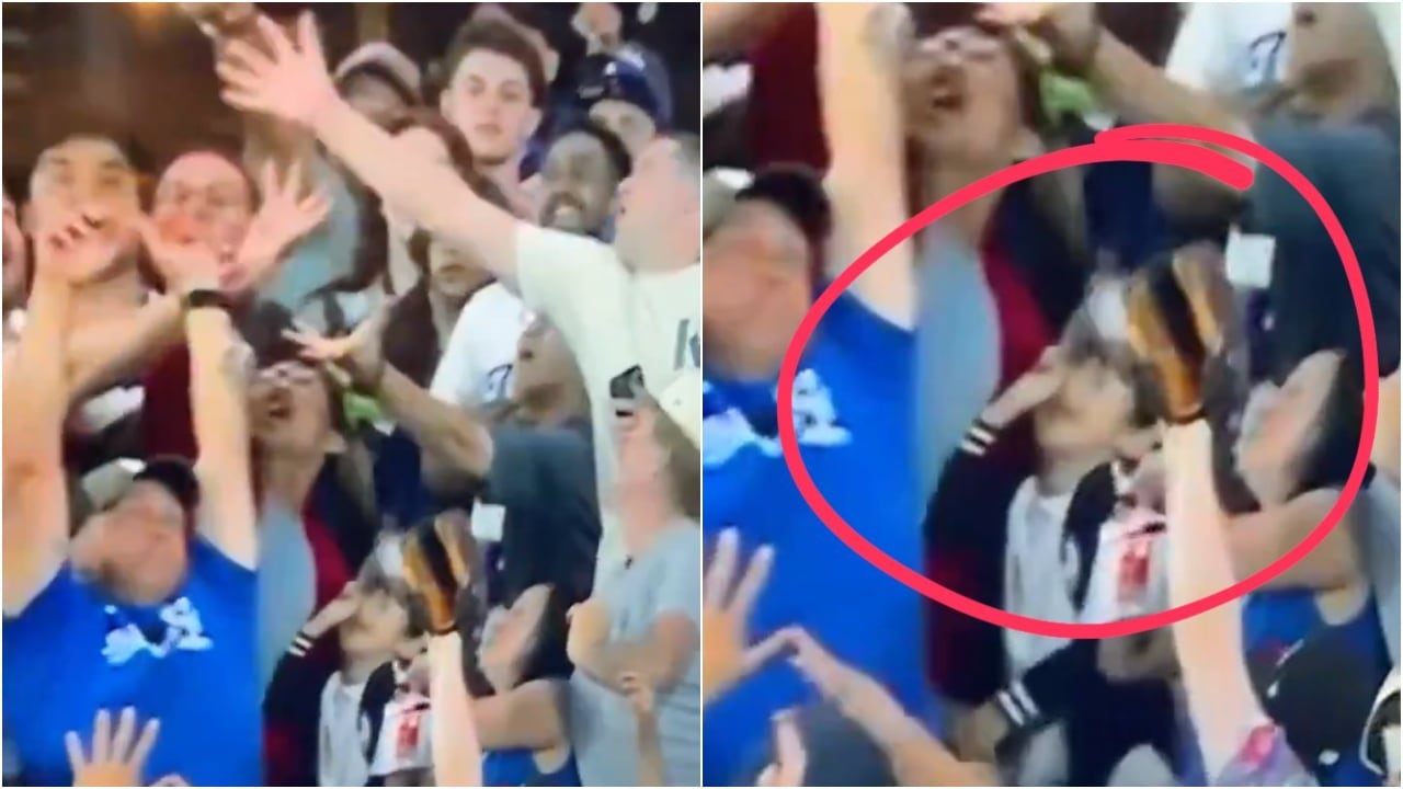 VIDEO_ ¡AUCH! Besibolista conecta home run y le termina cayendo a un niño en la cabeza