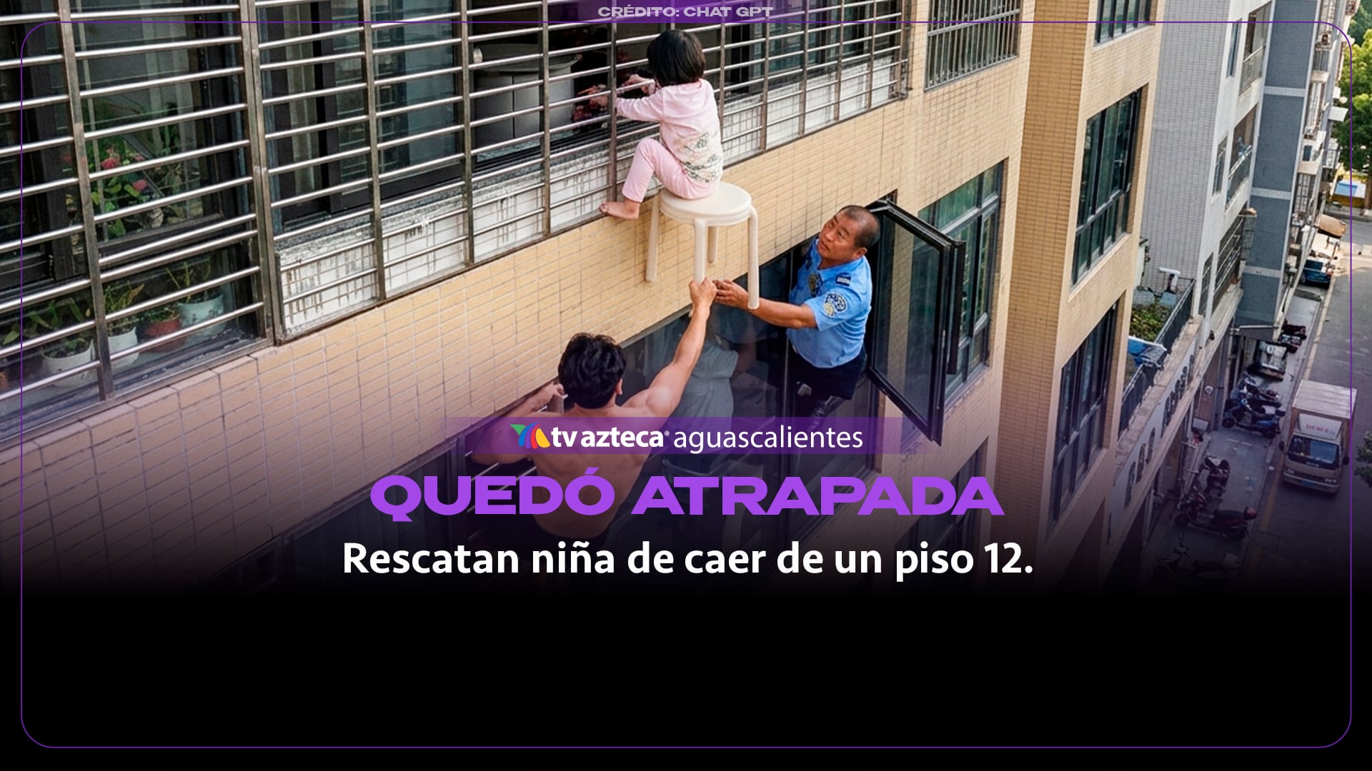 (VIDEO) Rescatan a niña de 3 años atrapada en el piso 12